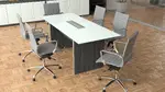 Small Glass Top Conference Table and Chairs Set