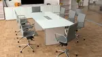 Small Glass Top Conference Table and Chairs Set