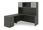 L Shape Desk with Hutch and Drawers