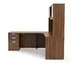 L Shape Desk with Hutch and Drawers
