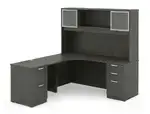 L Shape Desk with Hutch and Drawers
