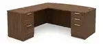 Bow Front L Shaped Desk with Drawers