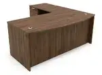 Bow Front L Shaped Desk with Drawers