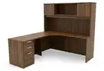 L Shaped Desk with Hutch and Drawers