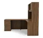 L Shaped Desk with Hutch and Drawers