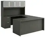 U Shaped Desk with Hutch and Drawers