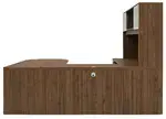 U Shaped Peninsula Desk with Hutch