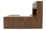U Shaped Peninsula Desk with Hutch and Drawers
