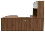 U Shaped Peninsula Desk with Hutch and Drawers