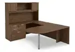 U Shaped Peninsula Desk with Hutch and Drawers