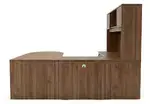 U Shaped Peninsula Desk with Hutch and Drawers