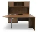 U Shaped Peninsula Desk with Hutch and Drawers