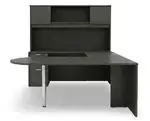 U Shaped Peninsula Desk with Hutch