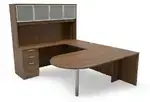 U Shaped Peninsula Desk with Storage