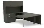 U Shape Peninsula Desk with Hutch and Drawers
