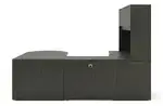 U Shape Peninsula Desk with Hutch and Drawers