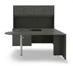 U Shape Peninsula Desk with Hutch and Drawers