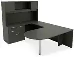U Shape Peninsula Desk with Hutch and Drawers