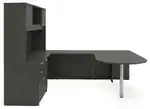 U Shape Peninsula Desk with Hutch and Drawers