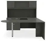 U Shape Peninsula Desk with Hutch and Drawers
