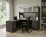 L Shape Desk with Hutch and Drawers