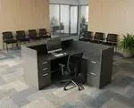 L Shaped Reception Desk with Drawers