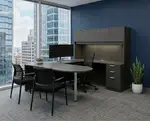 U Shaped Peninsula Desk with Hutch