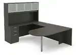 U Shaped Peninsula Desk with Hutch