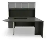 U Shaped Peninsula Desk with Hutch