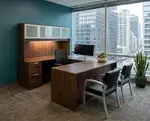 U Shaped Desk with Hutch and Drawers