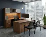 U Shape Desk with Hutch and Drawers