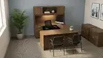 U Shape Desk with Hutch and File Cabinet