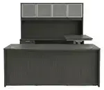 Bow Front U Shape Standing Desk with Hutch