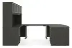 Bow Front U Shape Standing Desk with Hutch