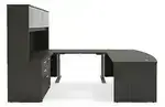 Bow Front U Shape Standing Desk with Hutch
