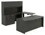 Bow Front U Shape Standing Desk with Hutch