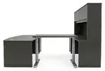 Bow Front U Shape Standing Desk with Hutch