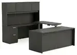 U Shaped Sit Stand Desk with Hutch