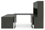 U Shaped Sit Stand Desk with Hutch