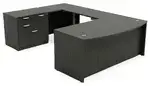 Bow Front U Shape Standing Desk with Drawers
