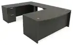 Bow Front U Shape Standing Desk with Drawers