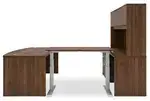 Bow Front U Shape Standing Desk with Hutch