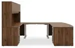 Bow Front U Shape Standing Desk with Hutch