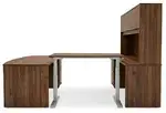 Bow Front U Shape Standing Desk with Hutch