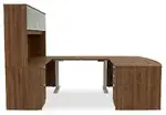Bow Front U Shape Standing Desk with Hutch