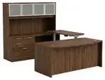 Bow Front U Shape Standing Desk with Hutch