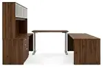 U Shaped Sit Stand Desk with Hutch
