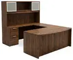 Bow Front U Shape Desk with Hutch