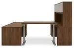 U Shaped Sit Stand Desk with Hutch