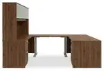 U Shaped Sit Stand Desk with Hutch